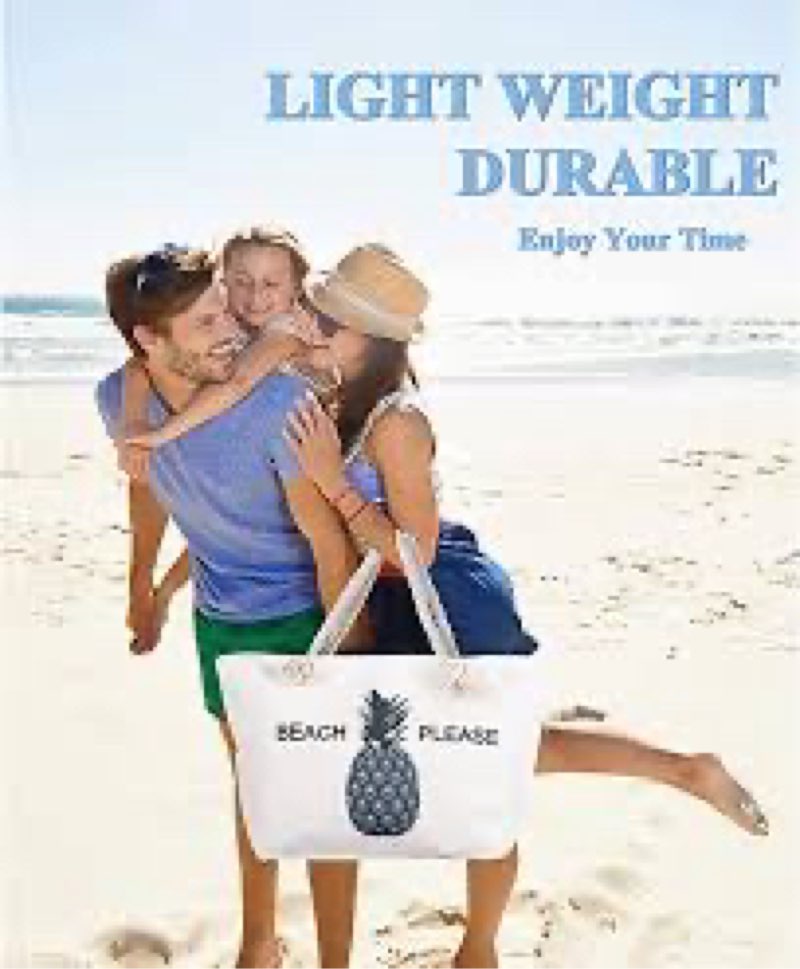 Rupal Creation Large Tote Bag for Women Beach Bag with Zipper & Inner Pocket Cute Mushroom Art Every