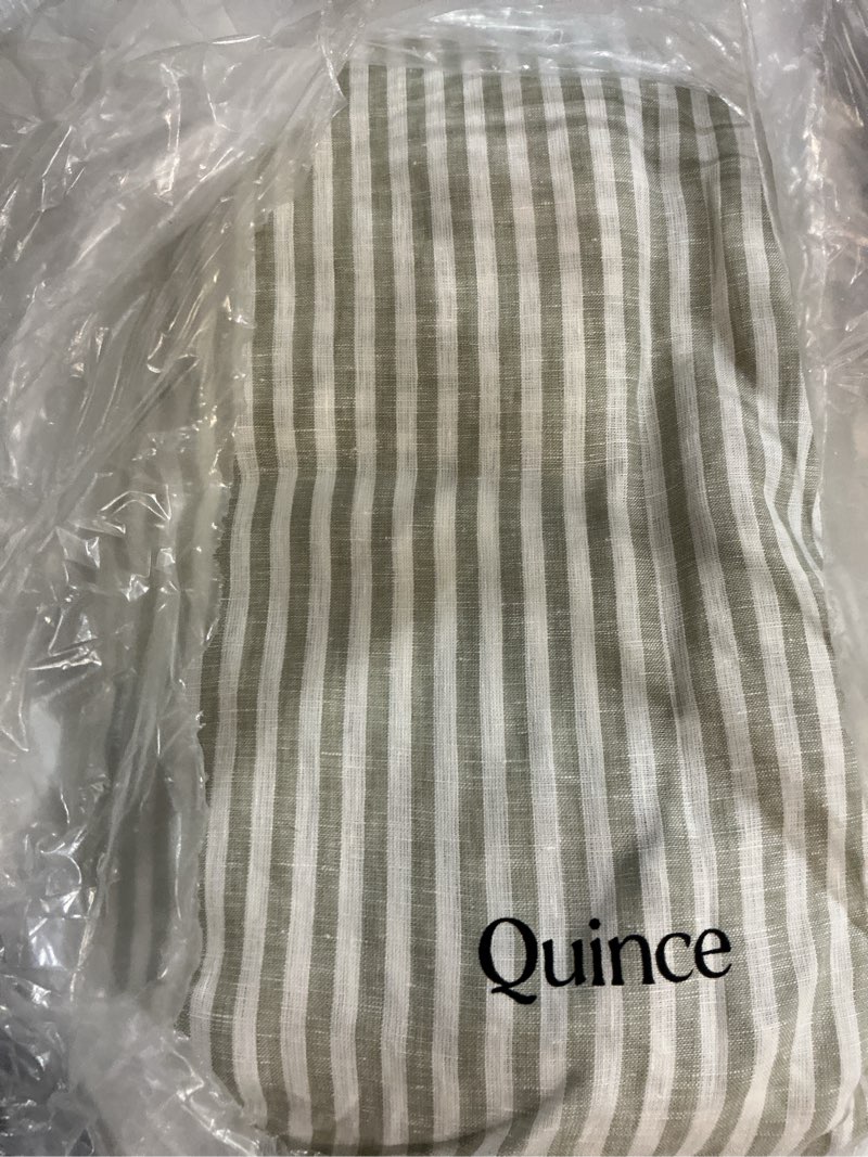 Condition photo showing New/Like New for european linen duvet cover set, twin, willowleaf/white stripe