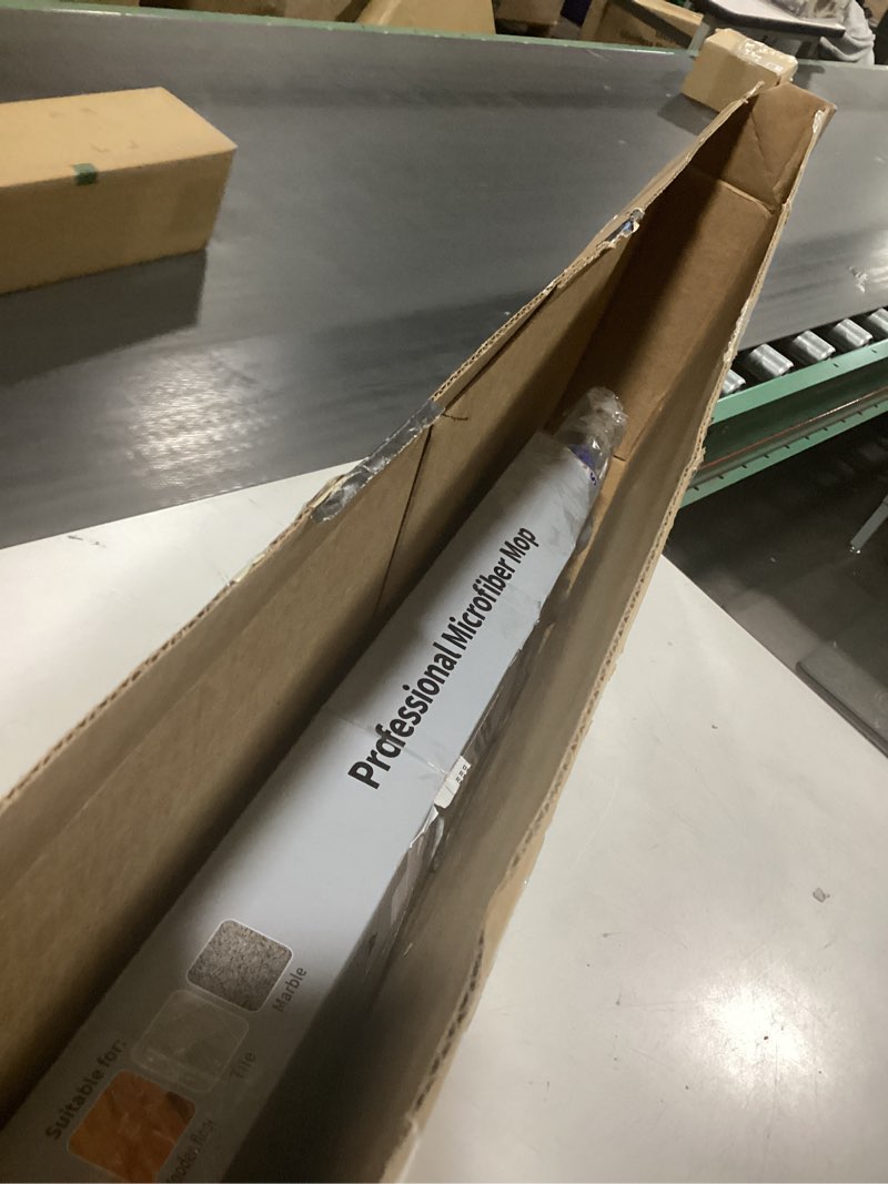 Condition photo showing Good Condition for MR.SIGA Professional Microfiber Mop for Hardwood, Laminate, Tile Floor Cleaning, Stainless Steel Telescopic Handle - 3 Reusable Flat Mop Refills and 1 Dirt Removal Scrubber Included Blue, Blue