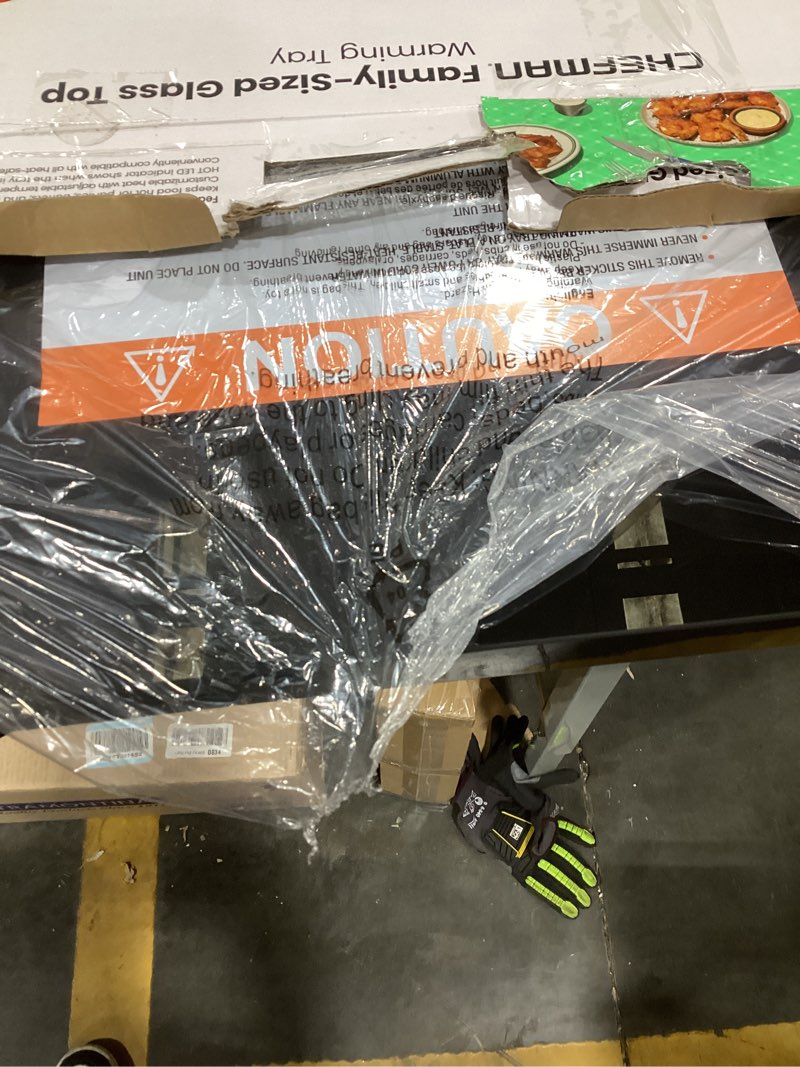 Condition photo showing Good Condition for Chefman Electric Warming Tray with Adjustable Temperature Control, Perfect For Buffets, Restaurants, Parties, Events, and Home Dinners, Large 21” x 16” Glass-Top Surface Keeps Food Hot – Black Stainless Black Large - 21" x 16"