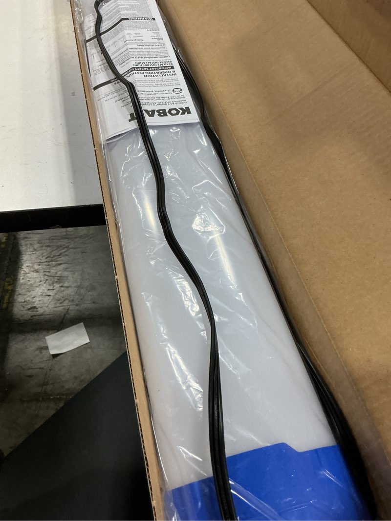 Condition photo showing New/Like New for kobalt 4-ft 6000-lumen black led flush mount garage shop light