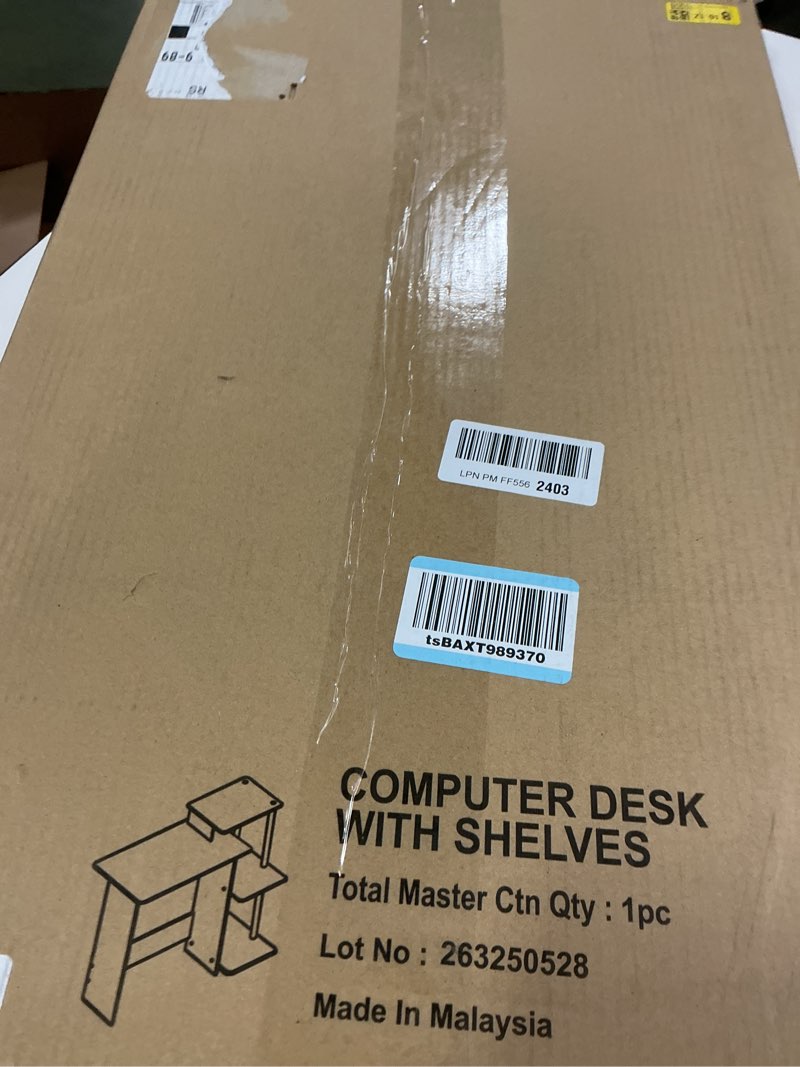 Condition photo showing New/Like New for Furinno EFFICIENT Desk, Gaming Desk, with 3 Open Side Shelves, Laptop Notebook Computer Desk,Office Desk for Home Office, Study Room, Dorm, White White/White Square Side Shelf