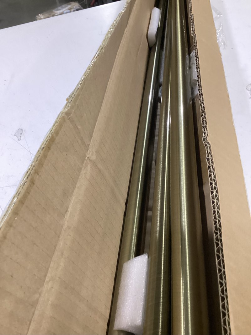 Condition photo showing As Is for room darkening curtain rod, wrap around design, extra-thick 1-inch diameter single drapery rod, extendable metal rod set for the blackout curtains and sheer (antique bronze, 84-120") 84-120" antique bronze