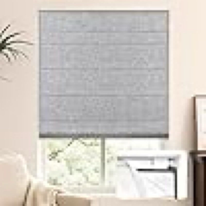 LazBlinds No Tools No Drill Cordless Roman Shades for Windows, Blackout Thermal Insulated UV Blocking Window Blinds, Lightweight Fabric Blinds for Indoor Windows, 21" W x 60" H, Blackout - Grey