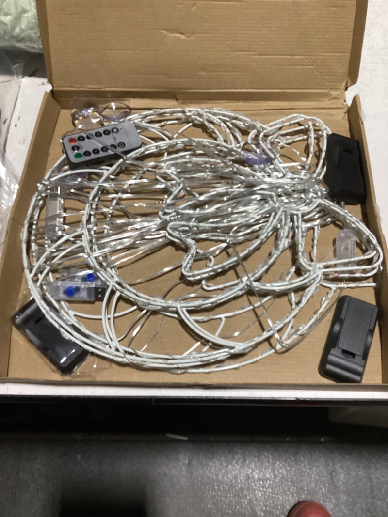 Condition photo showing As Is for 6 Pcs 13.5 in Christmas Window Silhouette Lights Decorations 80 LEDs Xmas Window Frame Silhouette Iron Lighted Wreath Timer Remote USB Powered Light with 8 Modes for Xmas Party