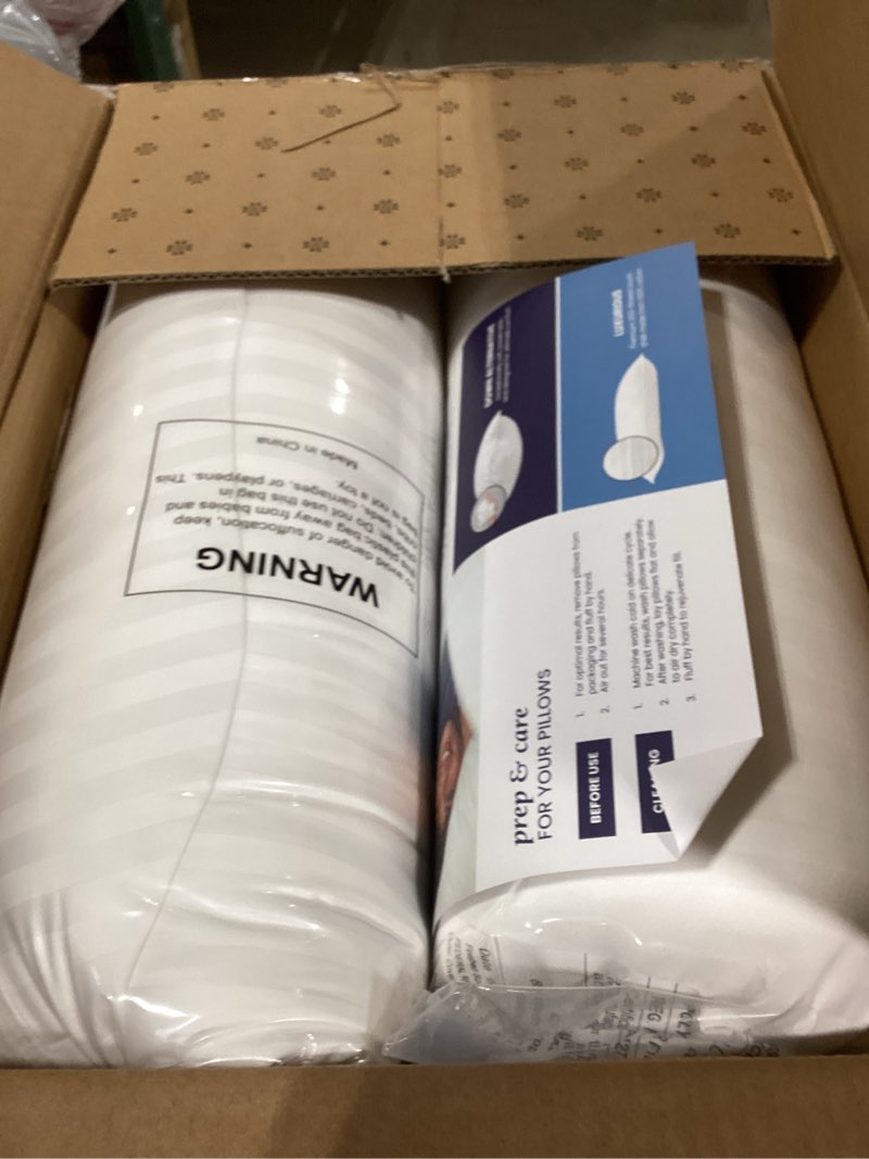 Condition photo showing New/Like New for beckham hotel collection bed pillows standard/queen size set of 2 - original soft down alternative pillow for sleeping - soft support for back, stomach or side sleepers queen / standard white