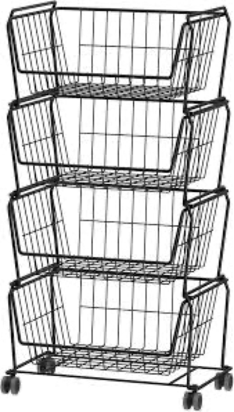 pusdon stackable metal storage carts, dual use shelf for kitchen fruit vegetable baskets with wheels