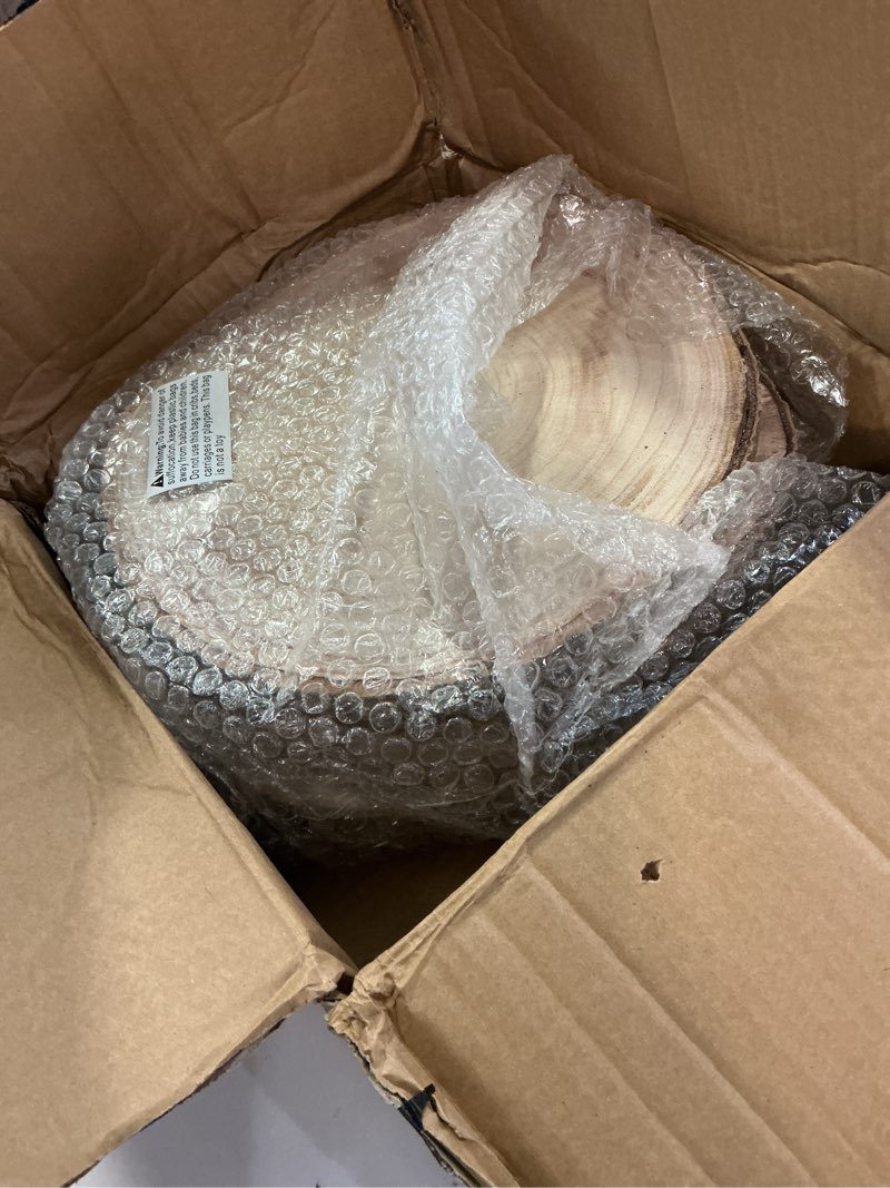 Condition photo showing Good Condition for wood slices for centerpieces,large wood slices 6 pcs 11-12 inches natural paulownia wood rounds natural wood slices,wood slabs for weddings centerpieces decor and diy painting crafts(11-12 inch 6pcs)