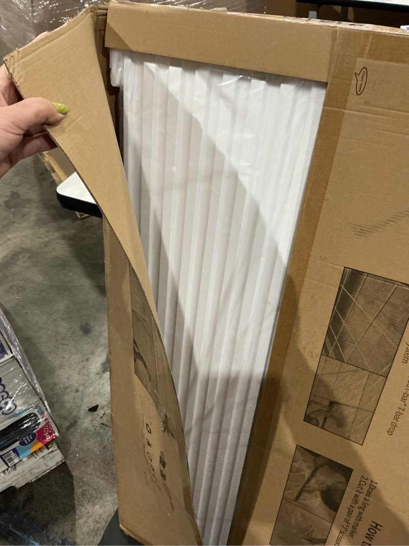Condition photo showing Good Condition for art3d 6-pack slat design 3d wall panels for interior wall decor, 2x4 ft pvc decorative drop ceiling tiles - white 24 x 48in. oblong - white 6