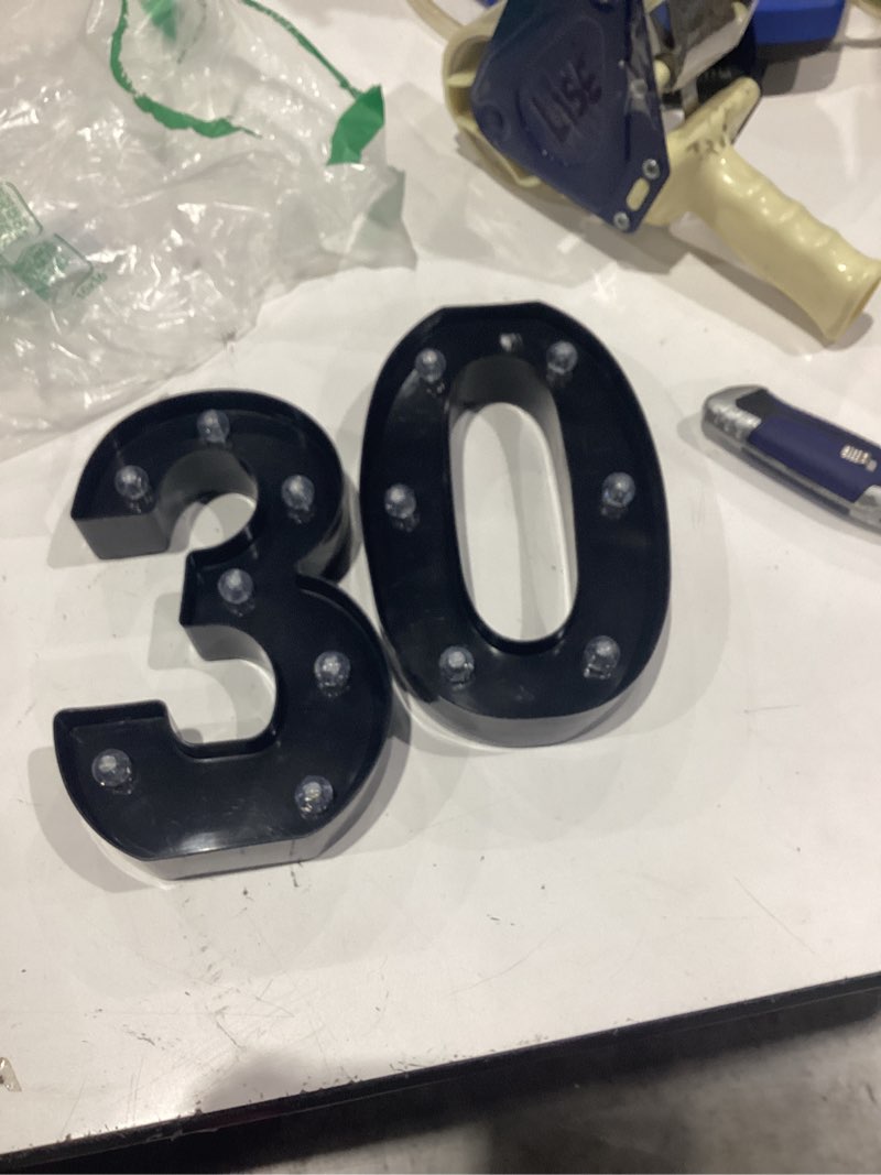 Condition photo showing As Is for pooqla black light up numbers, 30th birthday decorations for men