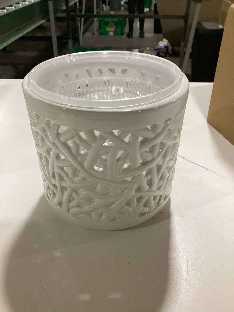 Large Ceramic Orchid Pot with Holes, 6 Inches Wide, for Indoors or Outdoors with Woven String Cut Ou