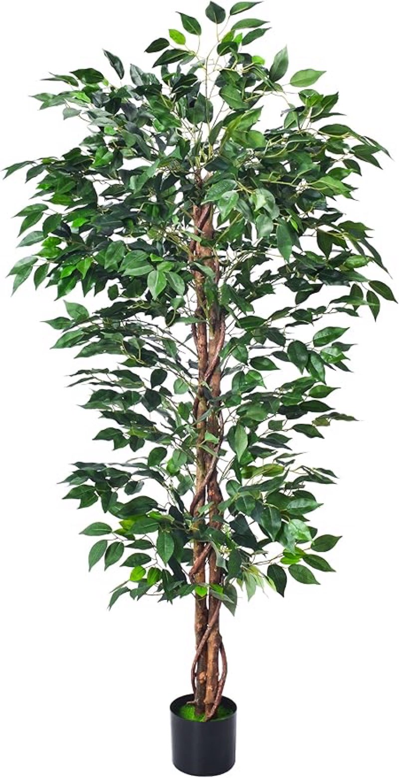 erimda 5ft artificial ficus tree for home decor, faux silk plants faux plant fake silk trees with po