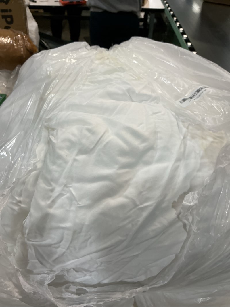 Condition photo showing As Is for Litanika White Comforter King Size, 3 Pieces Lightweight Solid Bedding Comforter Set, All Season Fluffy Bed Set (104x90In Comforter & 2 Pillowcases) Bright White King