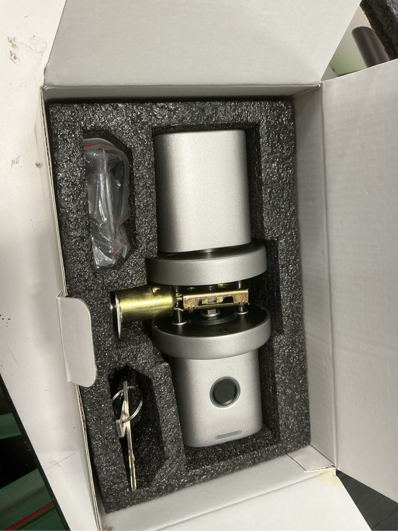 Condition photo showing Good Condition for Keyless Entry Door Lock, Fingerprint Door Lock with Keypad Biometric Door Knob, Auto-Lock for Interior Doors Thickness up to 2-1/4", Bedroom, Home Office, Garage, 4xAA Alkaline, MD1 Silver FP silver