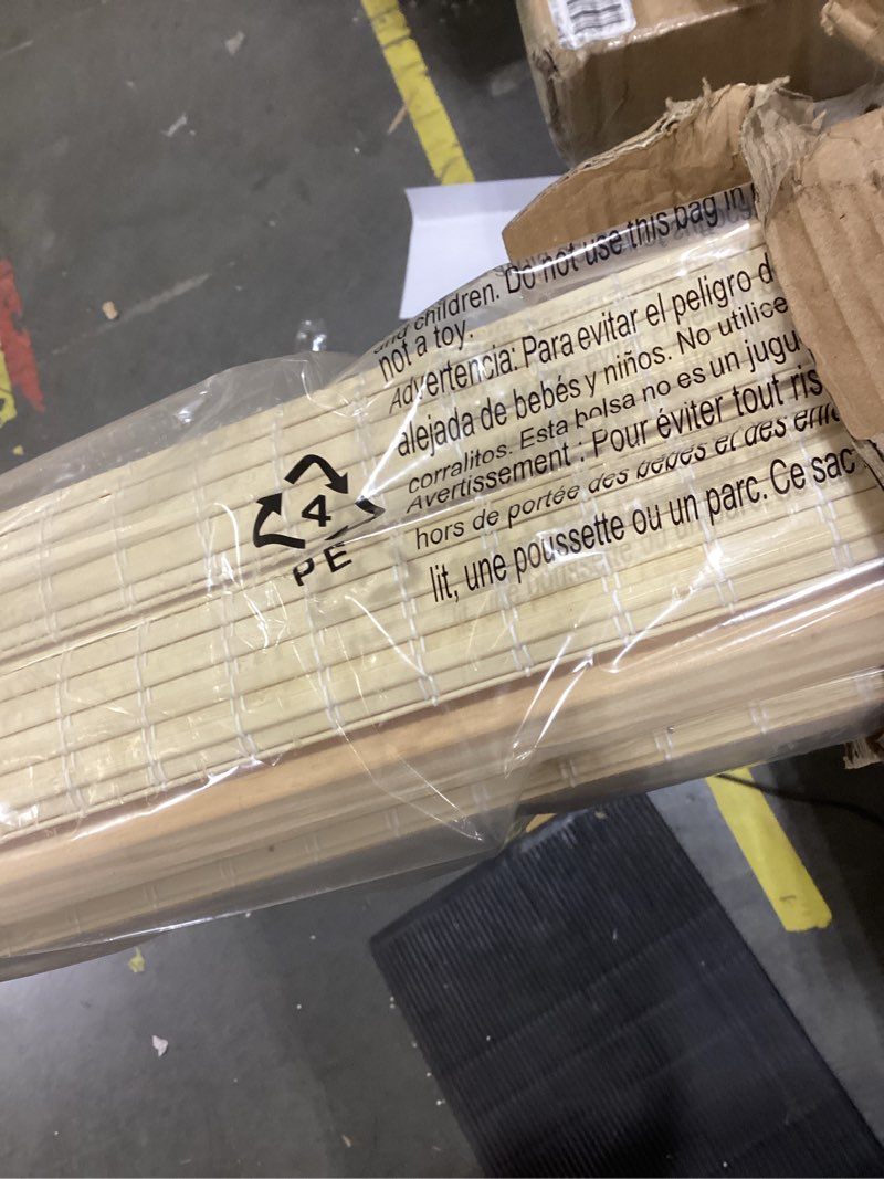 Condition photo showing New/Like New for LazBlinds No Tools No Drill Cordless Bamboo Roman Shades, Privacy Window Treatment, Roll Up Bamboo Blinds for Windows 35'' W x 64'' H, Natural Privacy-natural 35" W x 64" H