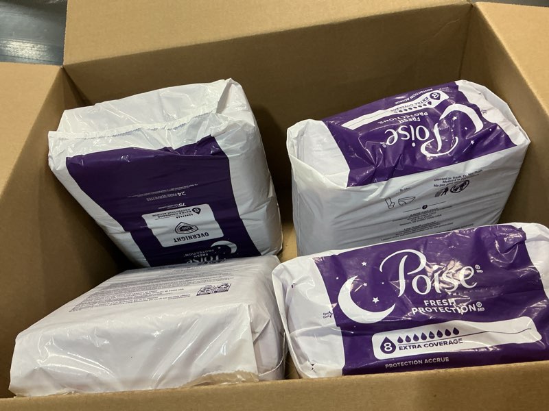 Condition photo showing New/Like New for Poise Overnight Incontinence & Postpartum Pads for Bladder Leaks, 8 Drop Extra Coverage, 96 Count, Packaging May Vary Long 96