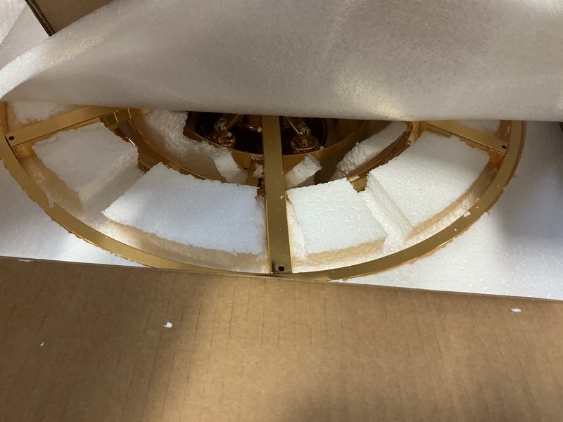 Condition photo showing Good Condition for Modern Crystal Chandelier Light Pendant Ceiling Lamp 4-Tier Chandeliers Lighting Fixture for Dining Living Room Foyer Hallway 6-Lights Gold (Dia 20 Inch) Gold 21 Inch