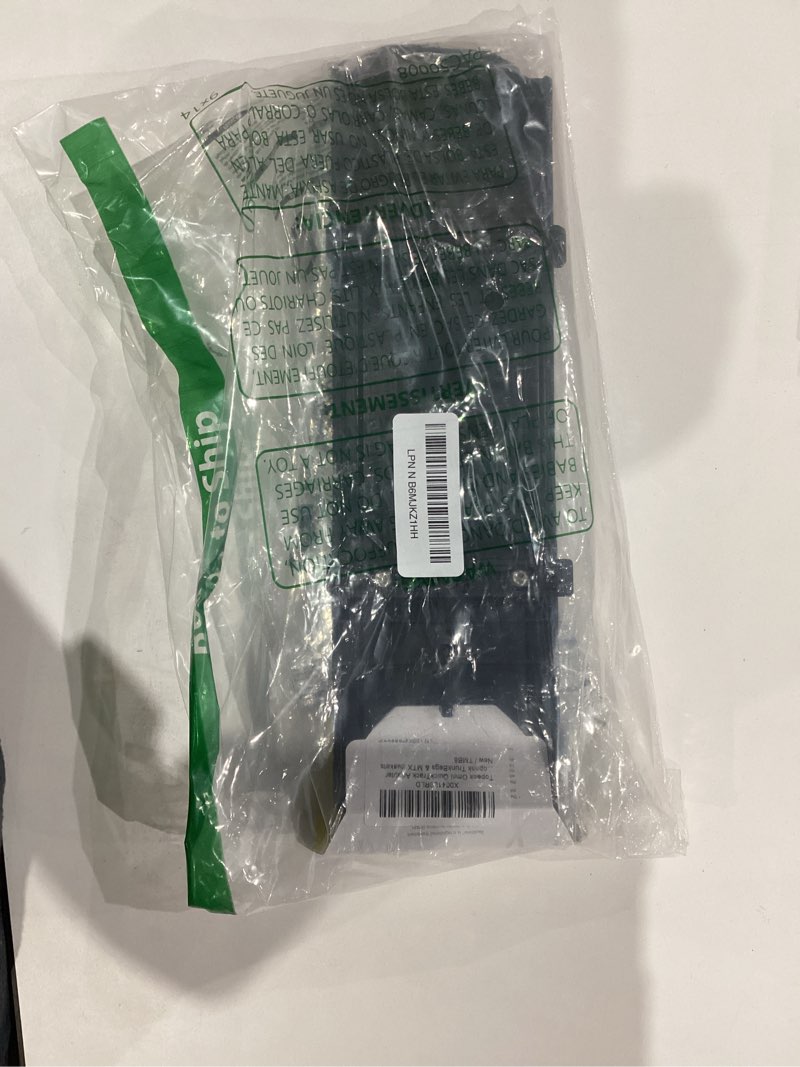 Condition photo showing As Is for topeak omni quicktrack adapter for rear racks, fits 90-120mm width, compatible with topeak trunkbags & mtx baskets