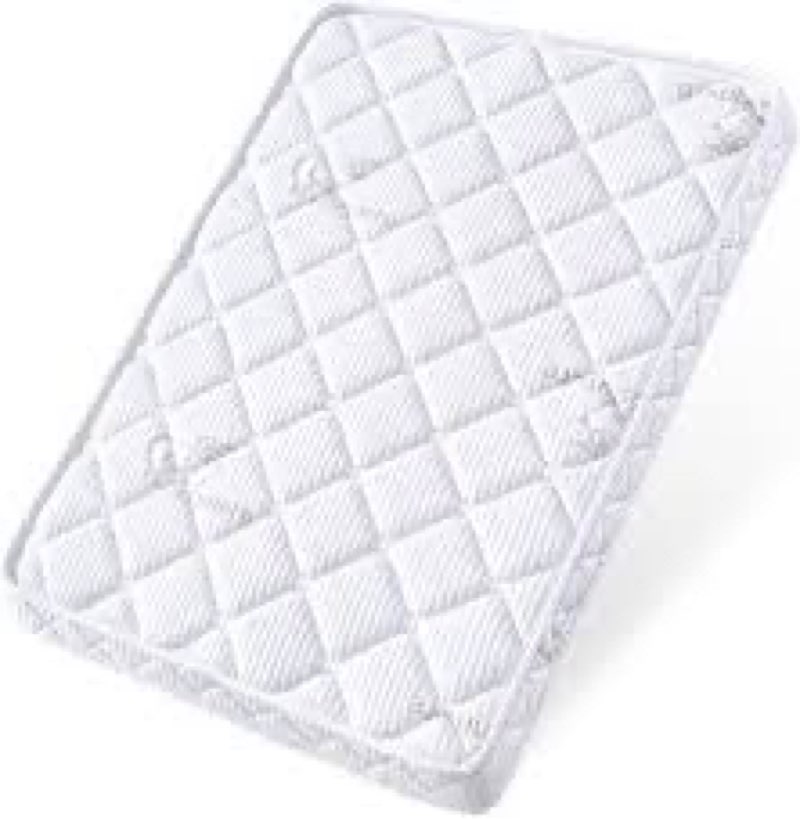 pack and play mattress - 52\" x 27\"x6”premium knitted fabric safety reinforced play yard mattress - fits for graco & baby trend & pamo babe playard, firm support and comfort foam?white