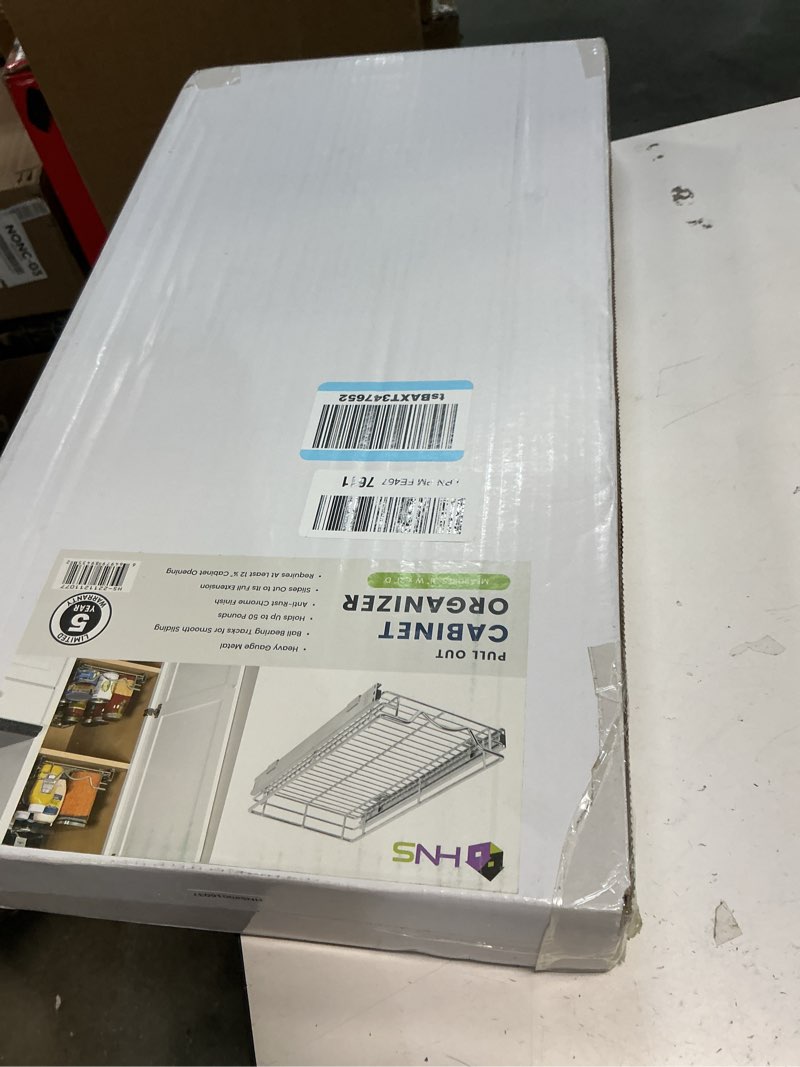 Condition photo showing New/Like New for HOLDN’ STORAGE Pull Out Cabinet Organizer, Heavy Duty Caddy w/Lifetime Limited Warranty -11”W x 21”D - Requires At Least 12-1/4” Cabinet Opening, Steel Metal Cabinet Drawers Slide Out, Chrome