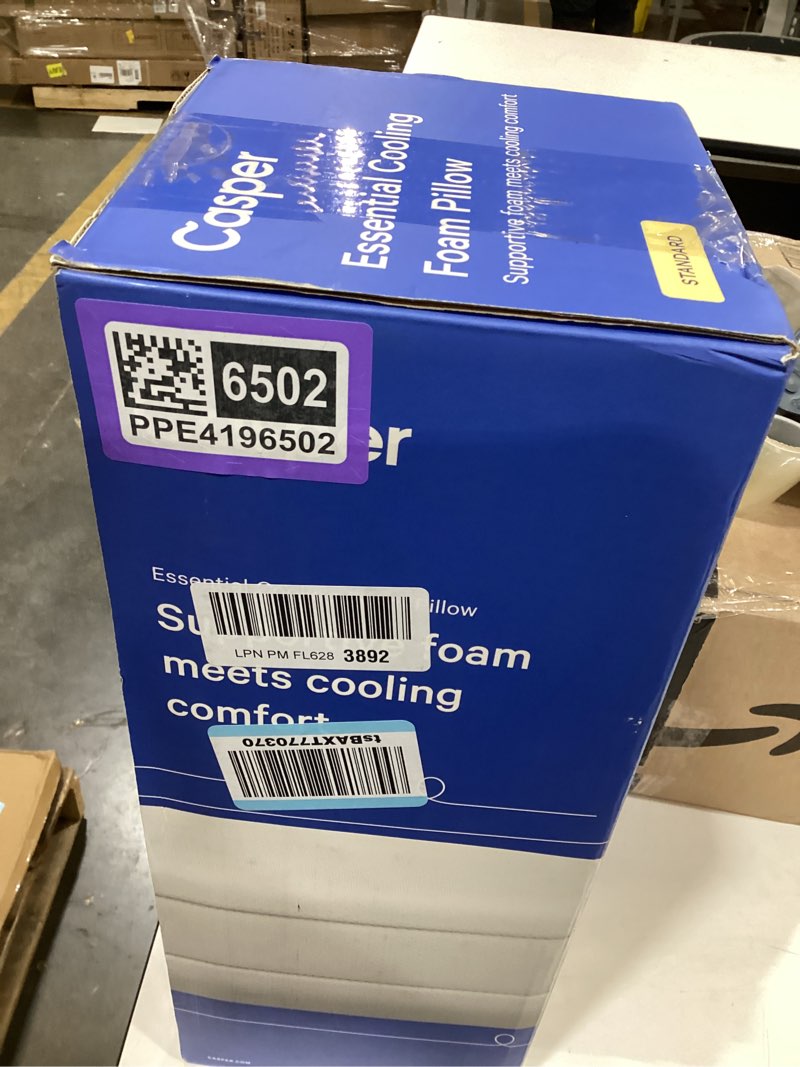 Condition photo showing New/Like New for casper sleep essential cooling foam pillow, standard size – firm memory foam with cooling cover, supports side sleepers, breathable & pressure-relieving standard essential cooling foam pillow single pack