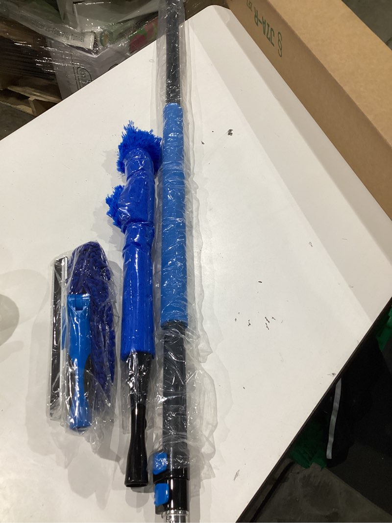 Condition photo showing Good Condition for 20 feet high reach duster kit with 5-12 ft extension pole, cobweb duster with telescoping pole, window squeegee with scrubber, spider web brush, high ceiling fan duster for high window, interior roof