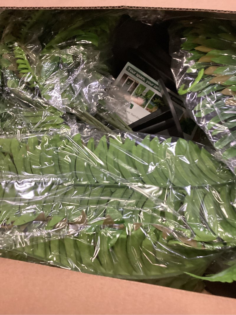 Condition photo showing New/Like New for 4pcs 45in fake ferns- outdoor faux plants, large uv resistant artificial ferns for outdoors, weatherproof faux boston fern realistic fake artificial plant for porch home garden patio hanging decor 4 pcs