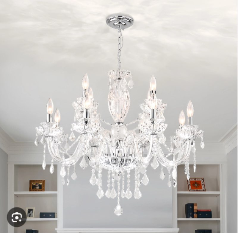 Mondeja 12-light Electroplated Chrome Crystal And Glass Classic/traditional Chandelier For Living Room/bedroom