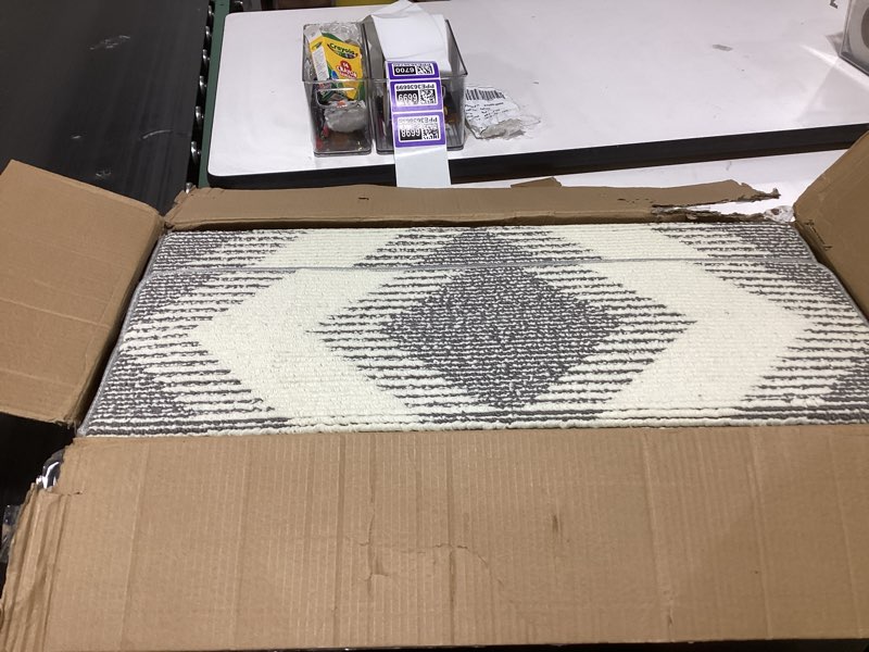 Condition photo showing Good Condition for Bullnose Stair Carpet Treads, Set of 15 Step Carpet for Stairs Non Slip, 30"x9.5"x1.7" Peel and Stick Stair Treads Bullnose with Tape, Bullnose Stair Treads for Wooden Steps, Grey and Beige 30"x9.5"x1.7" Grey and Beige 15