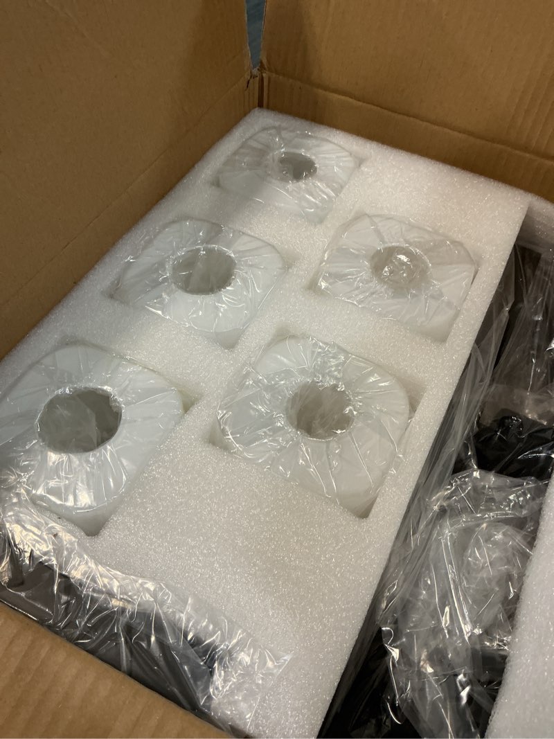 Condition photo showing Good Condition for 5-light bathroom vanity light, modern matte black bathroom light fixtures with square frosted glass, wall sconces fixtures over mirror restroom,living room hallway e26 black 5-light