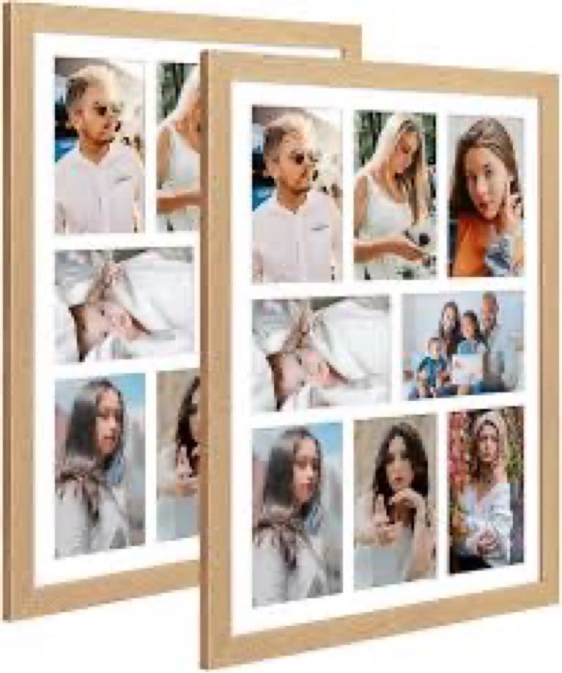 KSROECUD 13x17 Collage frame with 8 Openings 4X6 Pictures, Multiple Picture Frame with Mat, Wall or 