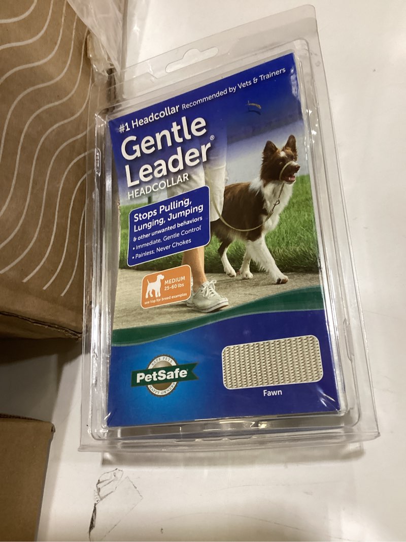 Condition photo showing New/Like New for PetSafe Gentle Leader Headcollar No-Pull Dog Collar - Helps Improve Walks - Durable Nylon Construction - Padded Nose Loop - Adjustable Fit - Comfort Walking Halter - Medium, Fawn Medium Fawn