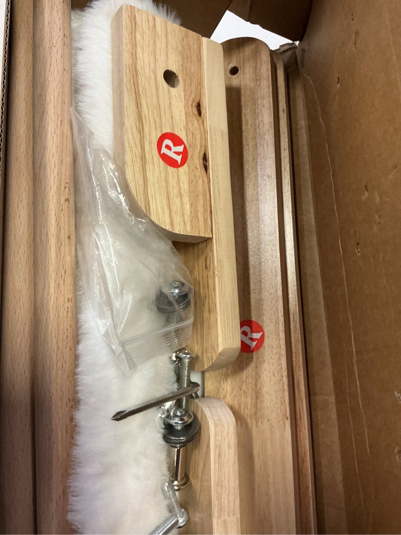 Condition photo showing As Is for Cat Window Perch with Wooden Frame – Aloxina Foldable Cat Hammock Bed for Indoor Cats, Soft Rabbit Fur Cover, Washable, Strong Suction Cups, No Drilling, Supports Large Cats Rabbit Fur Large