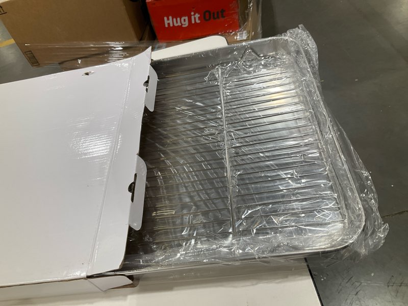 Condition photo showing Good Condition for P&P CHEF 19.6 Inch Baking Sheet Pan with Rack Set, Stainless Steel Cookie Sheet Pan Tray with Cooling Rack for Oven Use, Cooking Roasting, Non Toxic & Dishwasher Safe, Heavy Duty