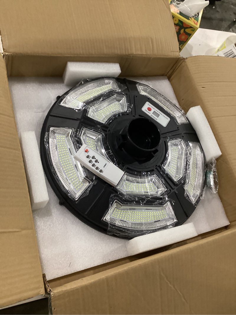 Condition photo showing New/Like New for 4000W Outdoor Street Light Head, Solar Powered, IP65 Waterproof, 350000LM 750 LEDs, Dusk to Dawn, Timer, Landscape Path Lamps, Post lamp with Remote for Lawn Pathway Driveway Yard Head/Round Shape