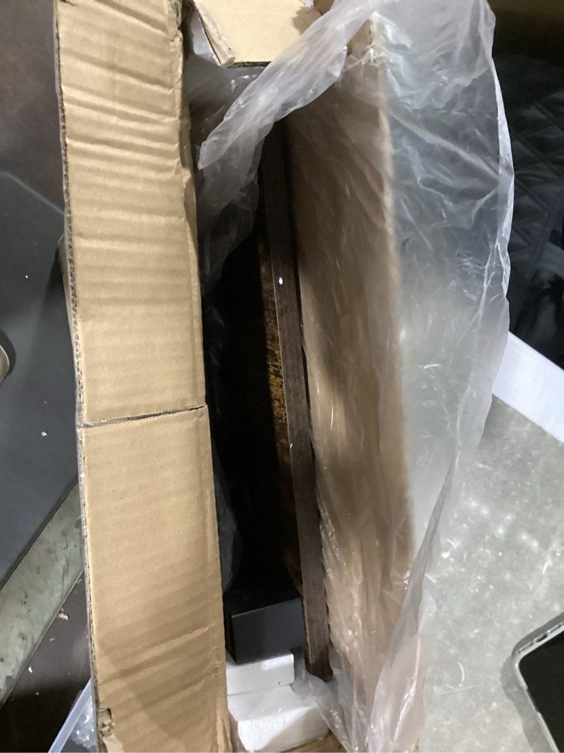 Condition photo showing As Is for TEMI Small Computer Desk Folding Table - 35.8" Foldable Office Desk, No Assembly, Perfect for Small Spaces in Bedroom, Dorm, or Apartment, Portable Mini Desk or Study Table with Compact Design, Brown 35.8 Inch NO Power Outlets Rustic Brown