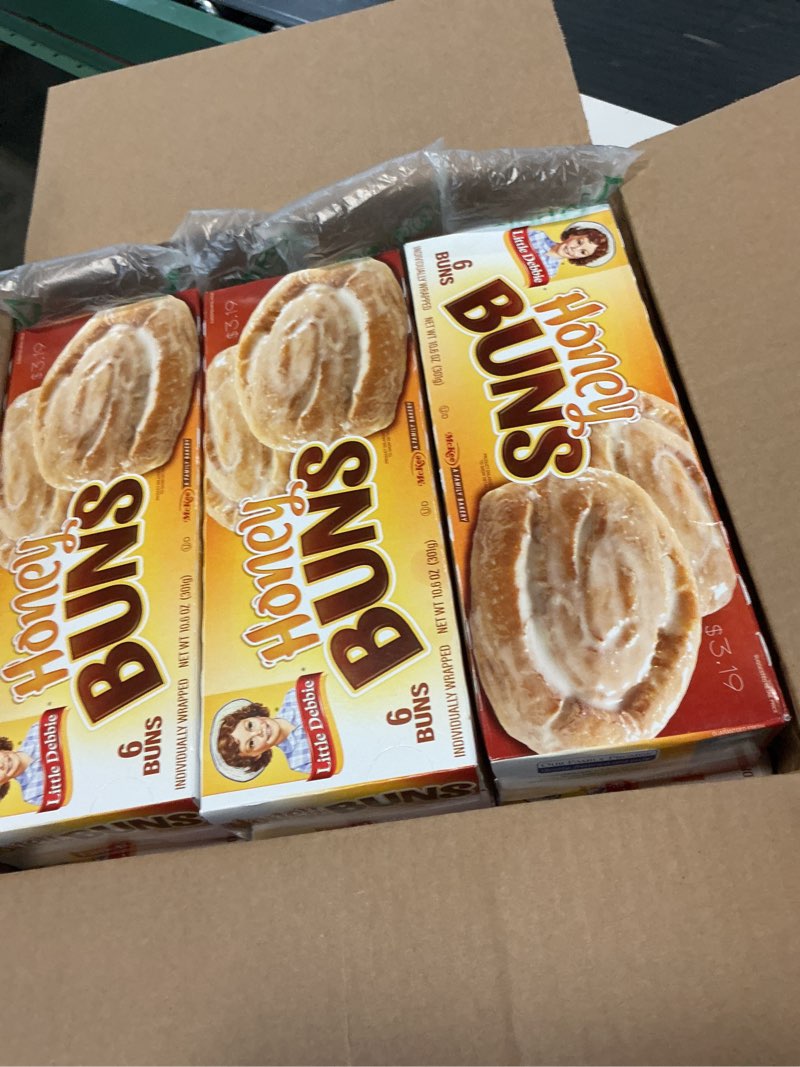 Condition photo showing Good Condition for (by jun11-2026)little debbie honey buns, 6 individually wrapped pastries, 10.6 oz box 10.6 ounce (pack of 6)