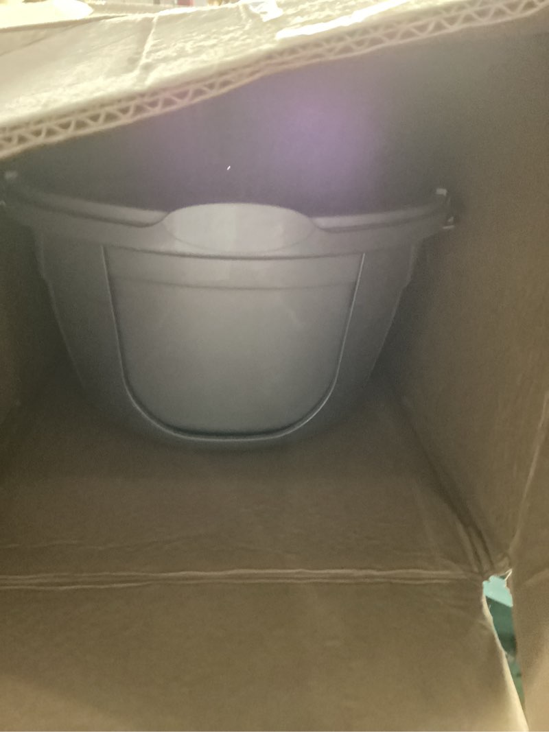 Condition photo showing Good Condition for nature’s miracle hooded flip top litter box for cats, with built-in odor control charcoal filter silver/grey