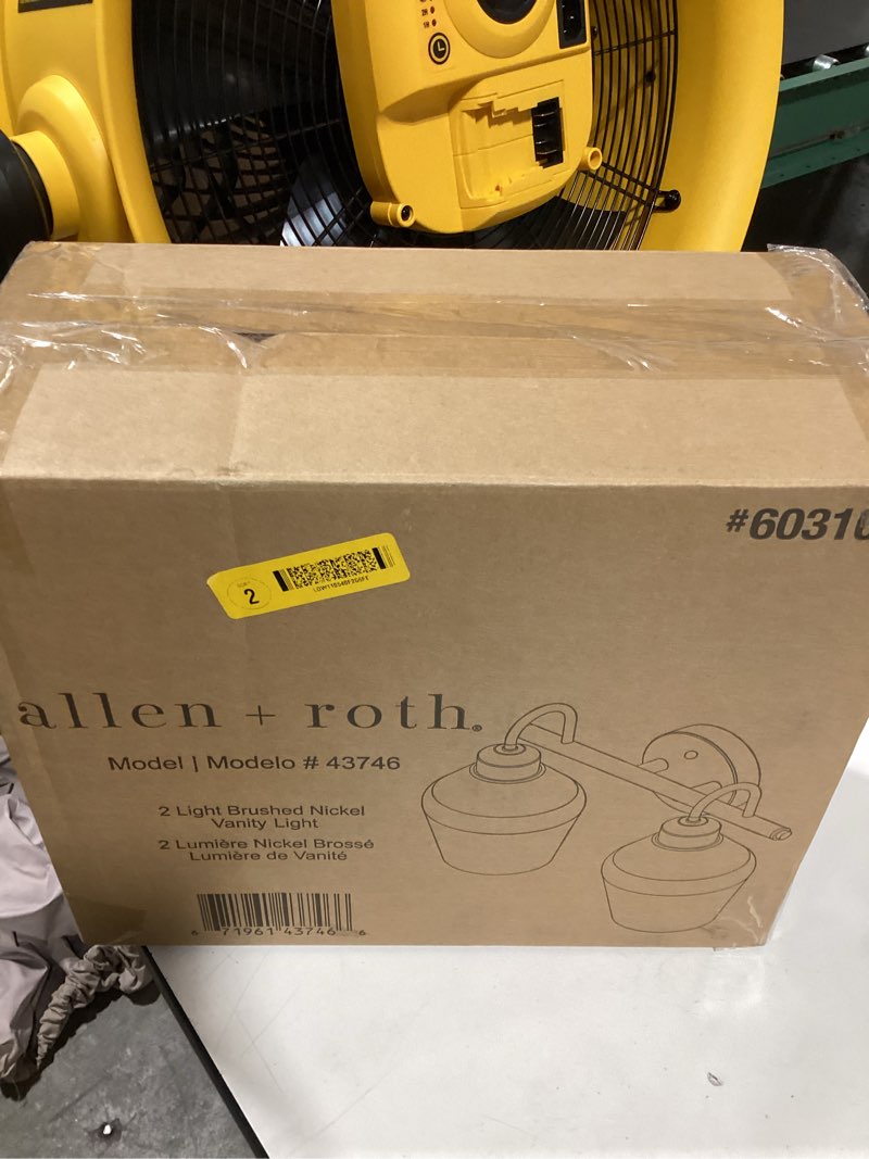 Condition photo showing As Is for allen + roth merritt 14.75-in 2 light brushed nickel modern/contemporary bathroom vanity light