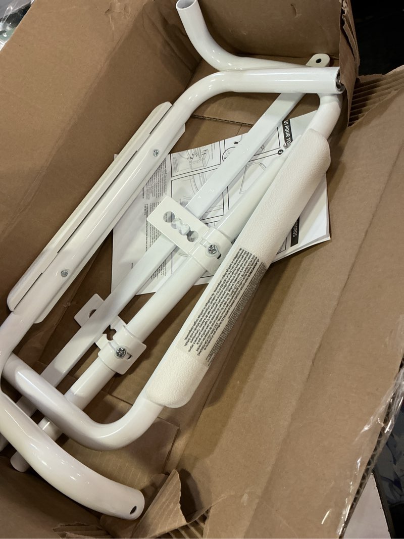 Condition photo showing As Is for Moen Glacier White Home Care Bathroom Safety Toilet Grab Bar, Toilet Rails for Seniors, DN7015