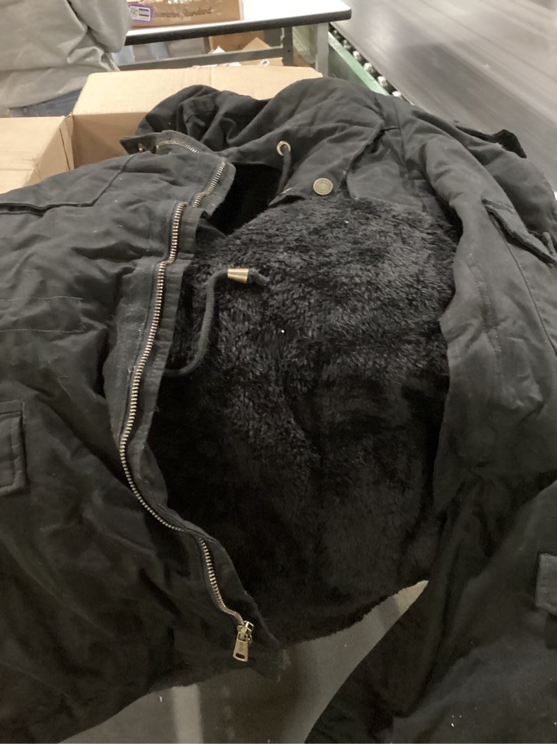 Condition photo showing Good Condition for WenVen Men's Winter Military Thicken Parka Jacket Warm Coat with Removable Hood Black X-Large