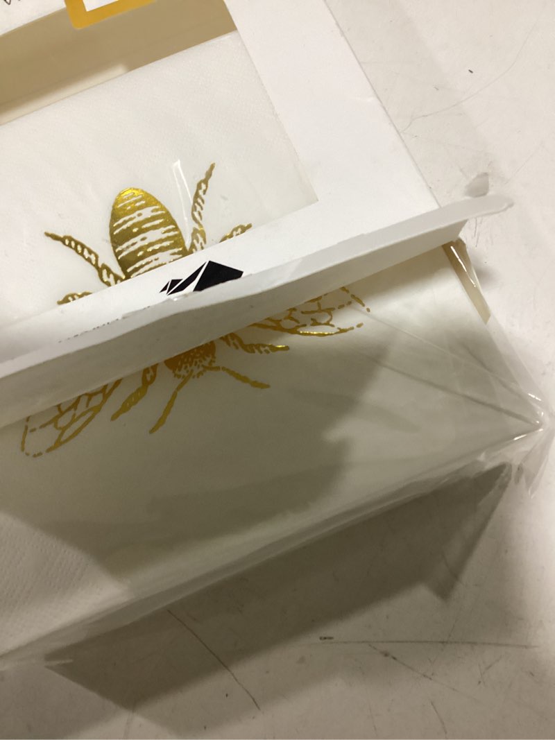 Condition photo showing Good Condition for wrapaholic 50pcs bee wedding napkins - 3-ply gold foil bee disposable paper luncheon napkin for engagement wedding party supplies tableware - 6.5 x 6.5 in wedding - bee 6.5" x 6.5", 50-count