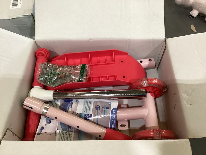 Condition photo showing Good Condition for kick scooters for kids 3-5 5-7 years age - handlebars flexible steer,height adjustable,stable light up three wheeled toddler scooter for boy & girl,indoor outdoor kid child toy gift pink