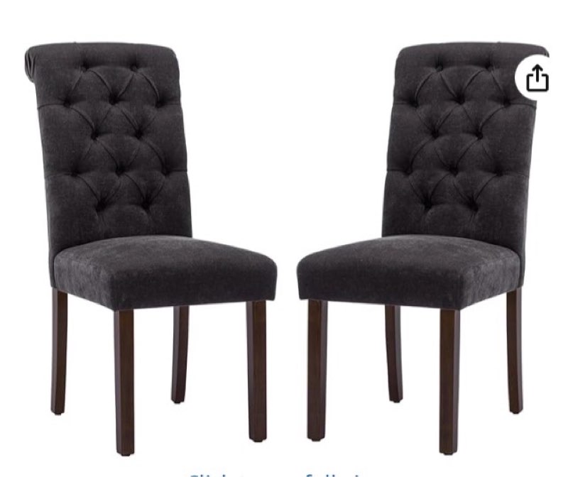 COLAMY Tufted Dining Room Chairs Set of 2, Accent Parsons Diner Chairs Upholstered Fabric Side Stylish Kitchen Chairs with Solid Wood Legs and Padded Seat - Beige Beige set of 2