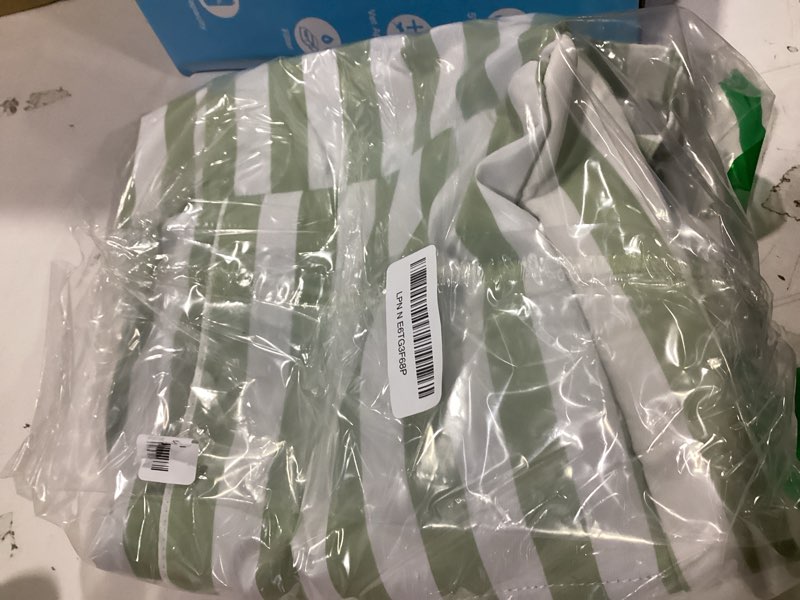 Condition photo showing Good Condition for ledaou beach bag waterproof sandproof women beach tote pool bag with zipper for swim gym grocery travel with wet pocket | sandproof green white stripes