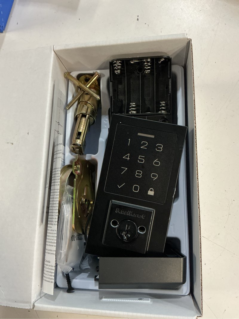 Condition photo showing Good Condition for kwikset 270 smartcode matte black metal electronic touch pad deadbolt
