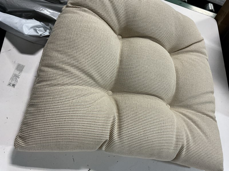 Condition photo showing Good Condition for klear vu saturn non slip seat cushion, button tufted sitting pillow with durable fabric cover, ideal for dining, office or rocking chair, 18" x 20" x 3", set of 1, natural natural set of 1