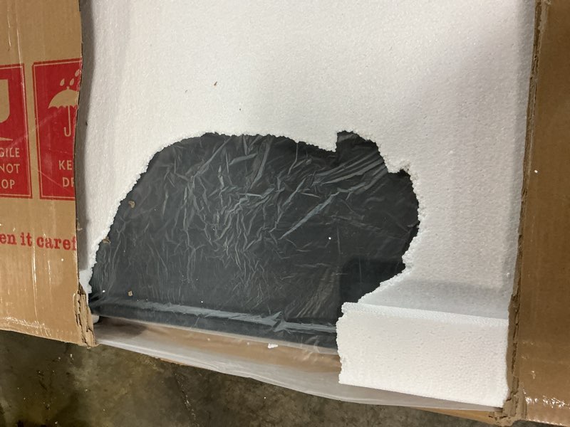 Condition photo showing Good Condition for LOAAO Black Metal Framed Bathroom Mirror for Wall, Large 60X36 Inch Rounded Rectangle Mirror, Matte Black Bathroom Vanity Mirror Farmhouse, Anti-Rust, Tempered Glass, Hangs Horizontally or Vertically