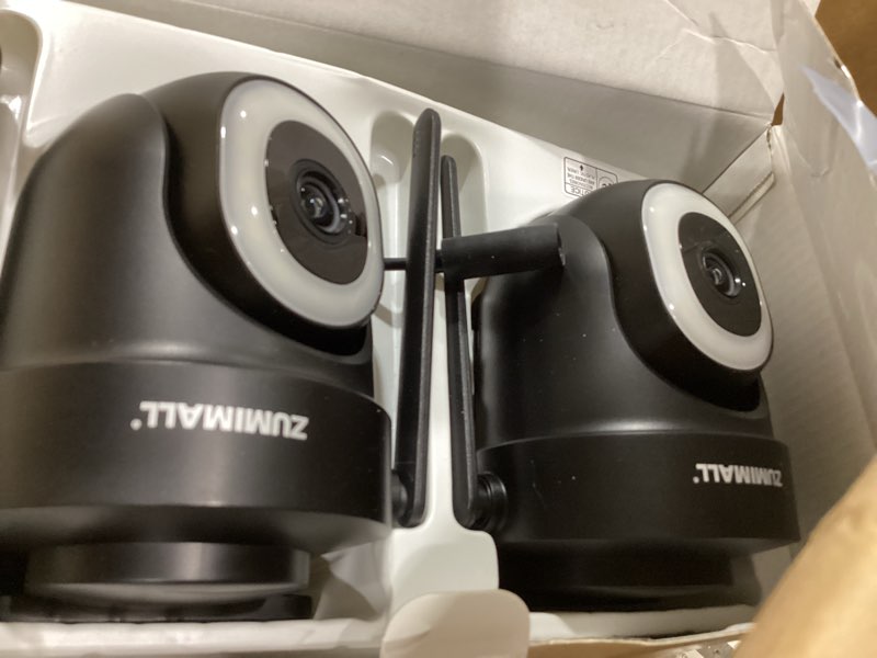 Condition photo showing Good Condition for zumimall 2k wired outdoor camera, 2.4g/5g wifi security camera, 3mp, 24/7 recording, ai motion detection, cloud & sd card storage, 2-way audio, 360° ptz auto tracking, work with alexa - 2-pack, black black 2 2k 3mp