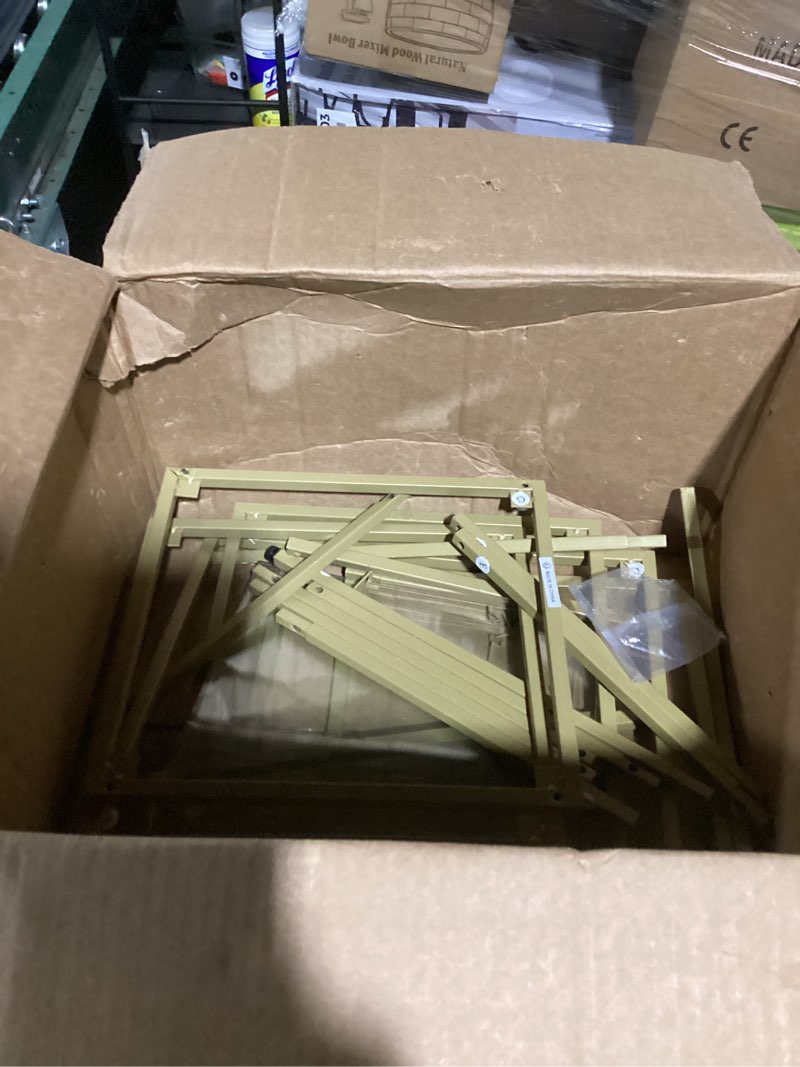 Condition photo showing As Is for Similar to VASAGLE Bookcase, 4-Tier Bookshelf, Slim Shelving Unit for Bedroom, Bathroom, Home Office, Tempered Glass, Steel Frame, Metallic Gold ULGT28G Metallic Gold 4 Tiers (15.7\"W x 37.4\"H)